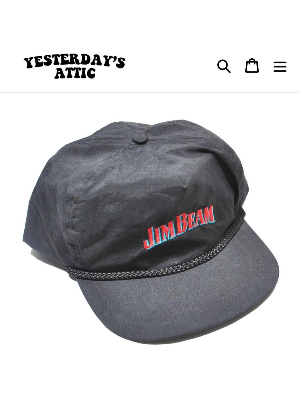 Vintage Jim Beam Whisky 90s Black Red Snapback Hat Cap